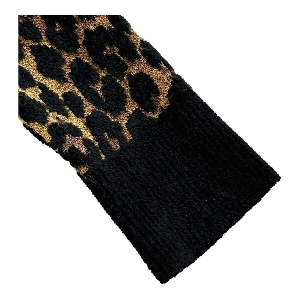 Ronny Kobo Dahlia Leopard Animal Turtleneck Pullover Sweater X-Small